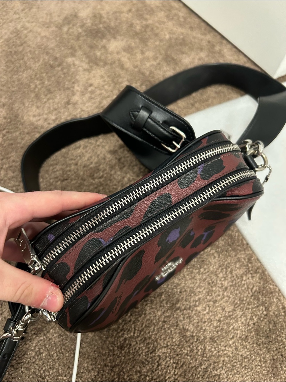 Coach Jes C2012 leopard print 20 crossbody camera style bag with hangtag - Picture 12 of 16
